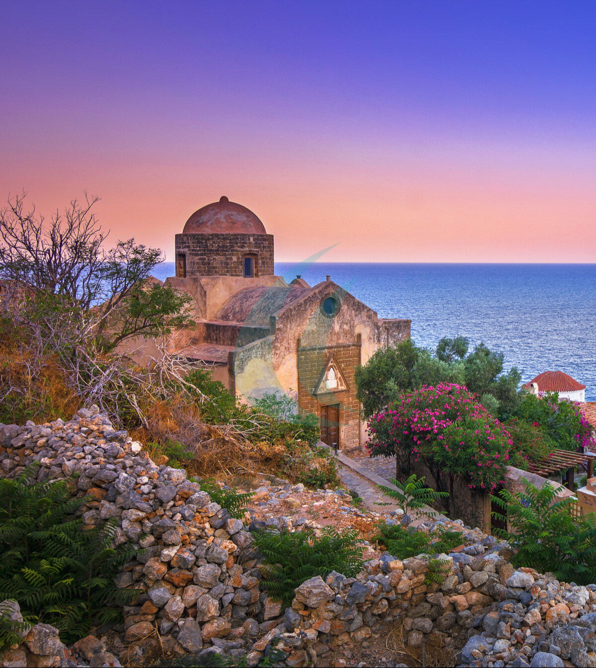 Die mittelalterliche „Burgstadt“ Monemvasia, oft „das griechische Gibraltar“ genannt, Lakonien, Peloponnes, Griechenland