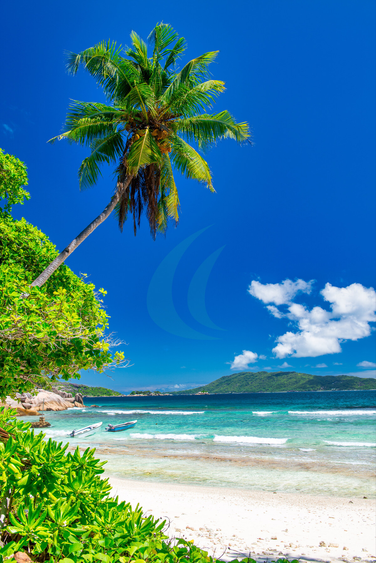 Atemberaubende Landschaft der Insel La Digue im Seychellen-Archipel.